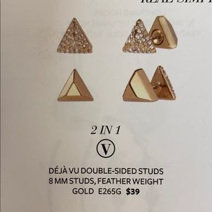 Stella & Dot Déjà Vu double-sided studs in gold